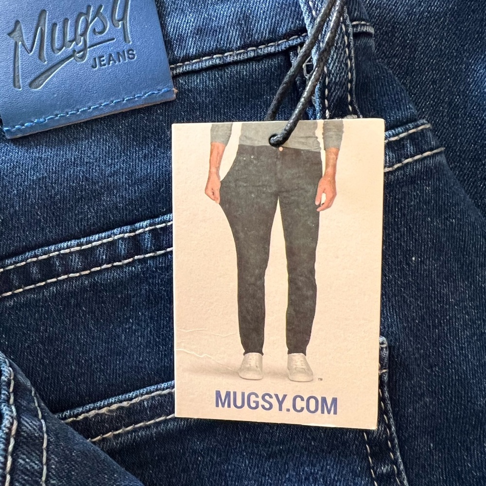 Mugsy Kinzies Jeans NWT Men 35 x 32 Stretchy Dark Wash Slim Straight Mid Rise